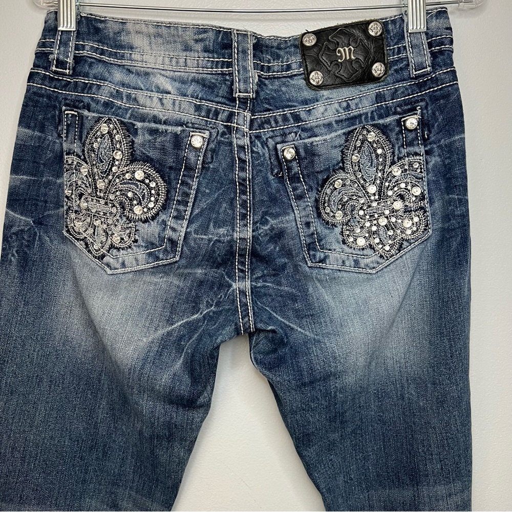 MISS ME JEANS Easy Skinny Low Rise Size 28 Inseam 31 Y2K Grunge Rock Logo